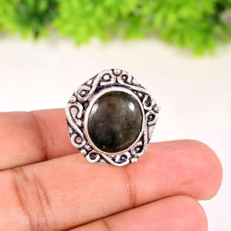 Handmade Statement Ring with Labradorite Gemstone for Women